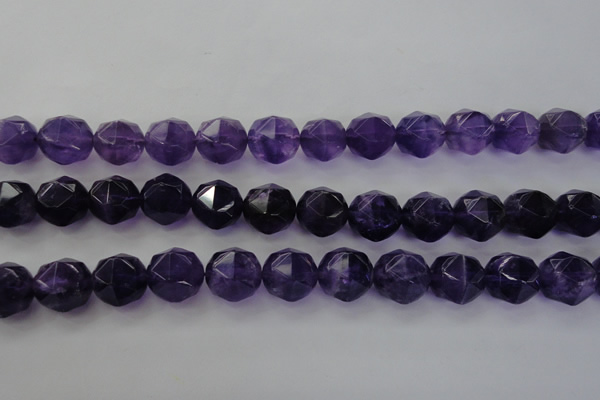 CNA71 15.5 inches 12mm faceted round natural amethyst beads