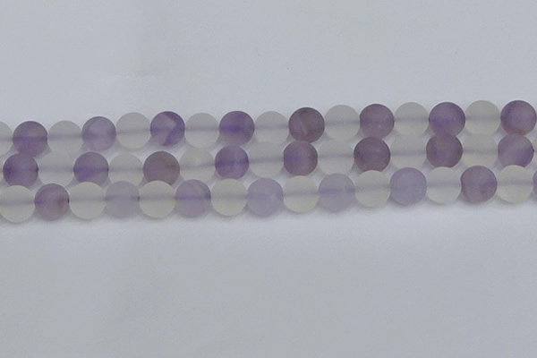 CNA739 15.5 inches 12mm round matte amethyst & white crystal beads