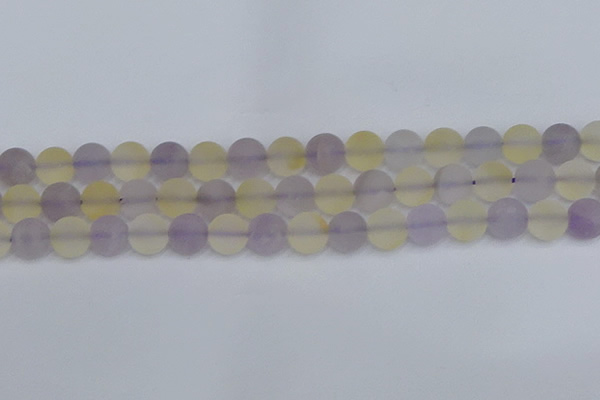CNA744 15.5 inches 12mm round matte amethyst & citrine beads