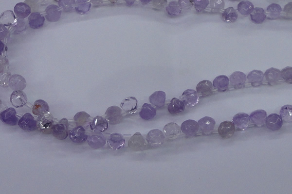 CNA900 Top drilled 7*7mm faceted teardrop amethyst gemstone beads
