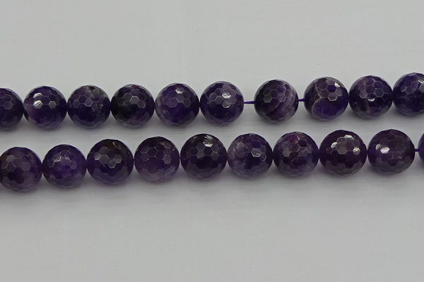 CNA919 15.5 inches 18mm faceted round natural amethyst beads