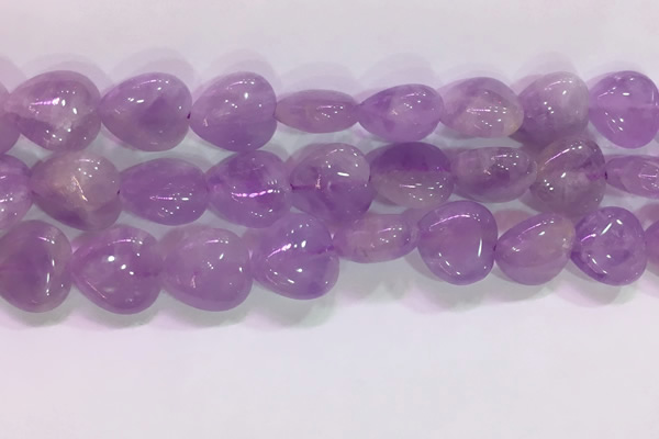 CNA984 15.5 inches 12*12mm heart natural lavender amethyst beads