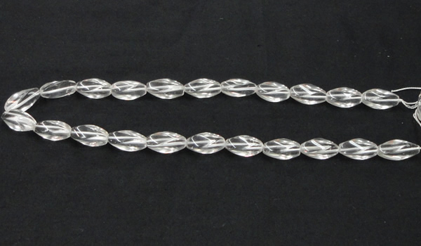 CNC20 8*18mm twisted rice grade AB natural white crystal beads
