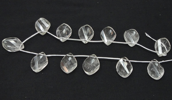 CNC23 20*30mm twisted briolette grade AB natural white crystal beads