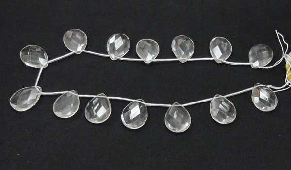 CNC27 18*25mm briolette grade AB natural white crystal beads