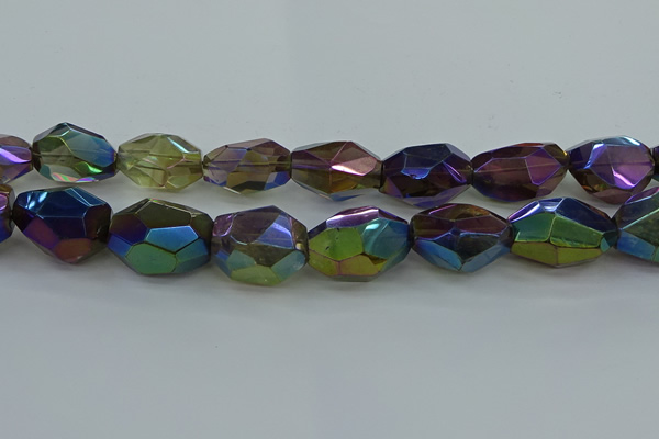 CNC270 15*25mm - 18*30mm faceted nuggets plated white crystal beads