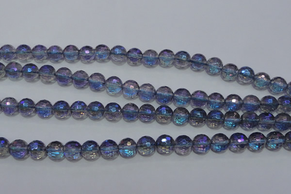 CNC312 15.5 inches 8mm faceted round AB-color white crystal beads
