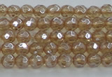 CNC516 15.5 inches 4mm faceted round dyed natural white crystal beads