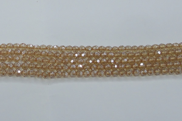 CNC517 15.5 inches 6mm faceted round dyed natural white crystal beads