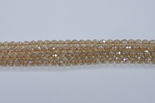 CNC518 15.5 inches 8mm faceted round dyed natural white crystal beads