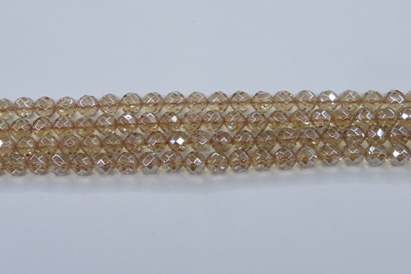 CNC520 15.5 inches 12mm faceted round dyed natural white crystal beads