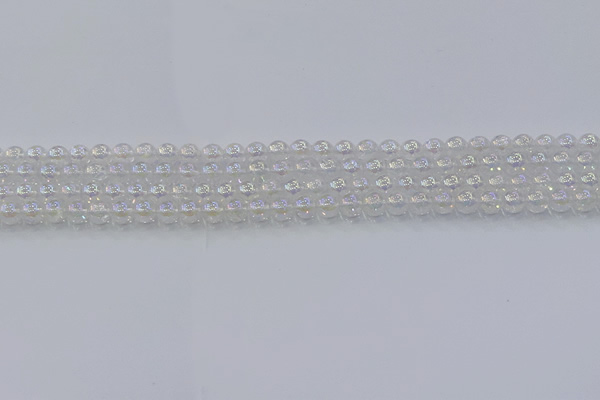 CNC560 15.5 inches 4mm round plated crackle white crystal beads
