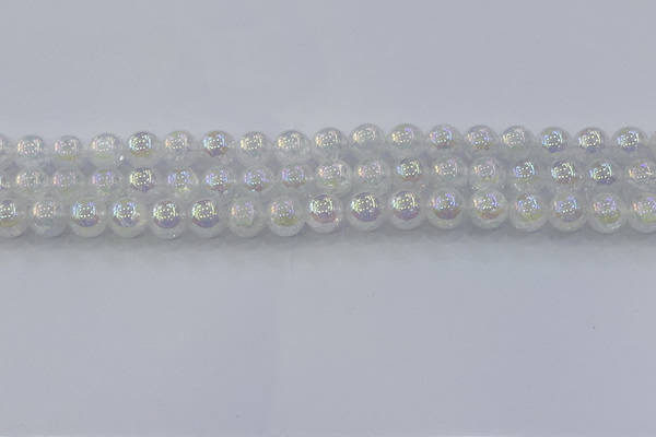 CNC562 15.5 inches 8mm round plated crackle white crystal beads