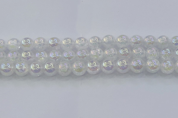 CNC566 15.5 inches 16mm round plated crackle white crystal beads