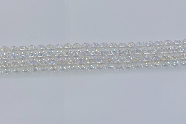 CNC570 15.5 inches 6mm round plated natural white crystal beads