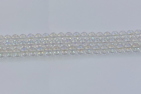 CNC571 15.5 inches 8mm round plated natural white crystal beads