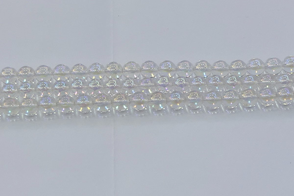 CNC572 15.5 inches 10mm round plated natural white crystal beads