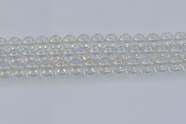 CNC574 15.5 inches 14mm round plated natural white crystal beads