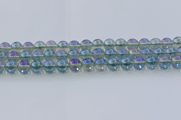 CNC585 15.5 inches 12mm round plated natural white crystal beads
