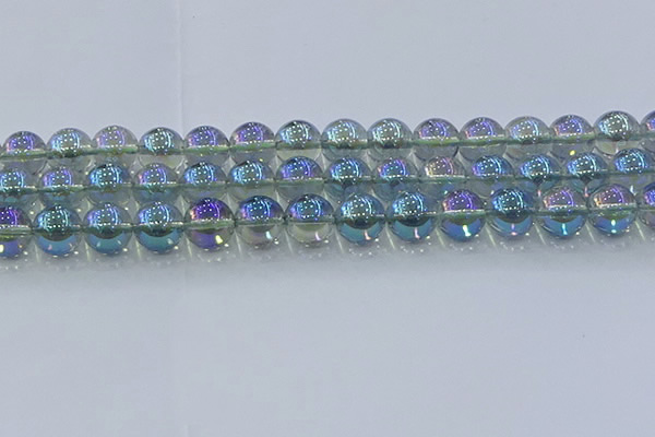 CNC586 15.5 inches 14mm round plated natural white crystal beads