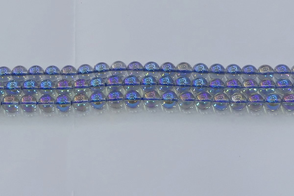 CNC589 15.5 inches 8mm round plated natural white crystal beads