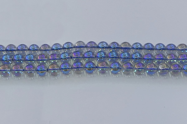 CNC590 15.5 inches 10mm round plated natural white crystal beads