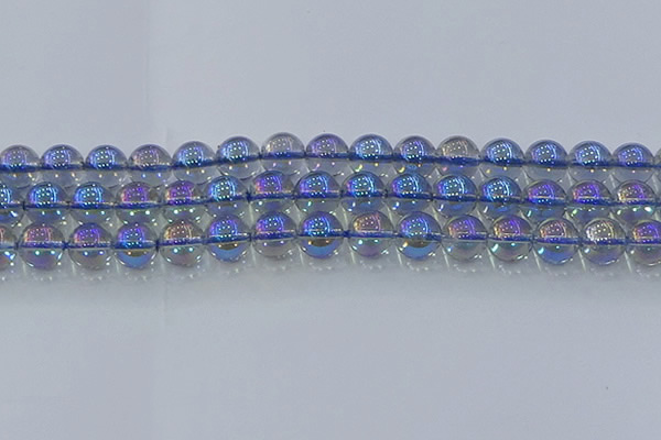 CNC591 15.5 inches 12mm round plated natural white crystal beads