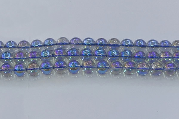 CNC592 15.5 inches 14mm round plated natural white crystal beads