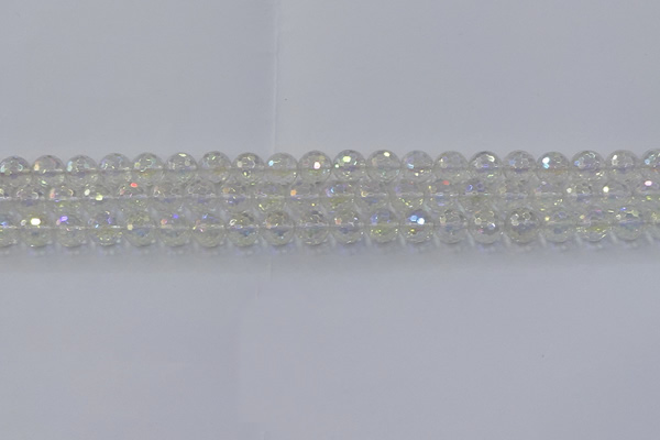 CNC600 15.5 inches 4mm faceted round plated natural white crystal beads
