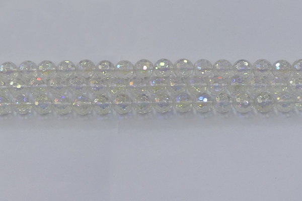 CNC603 15.5 inches 10mm faceted round plated natural white crystal beads