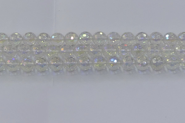 CNC605 15.5 inches 14mm faceted round plated natural white crystal beads