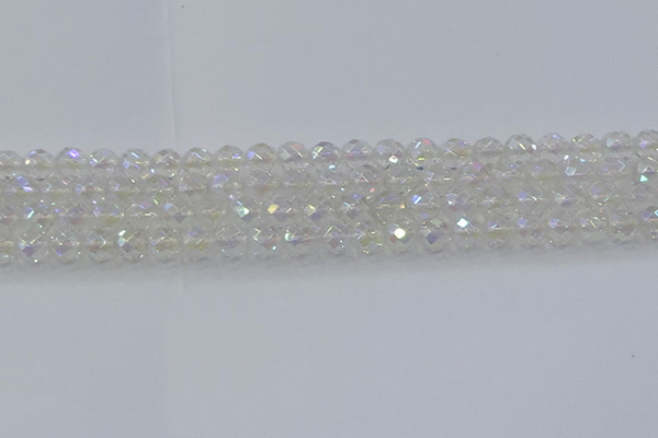 CNC609 15.5 inches 8mm faceted round plated natural white crystal beads