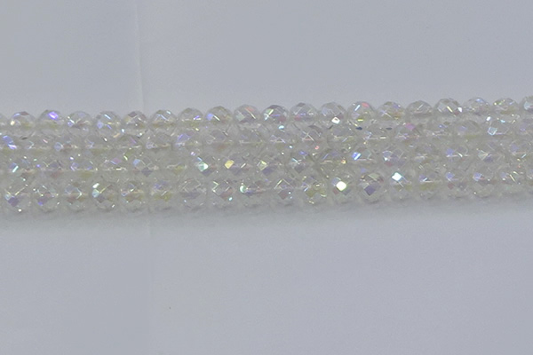 CNC610 15.5 inches 10mm faceted round plated natural white crystal beads