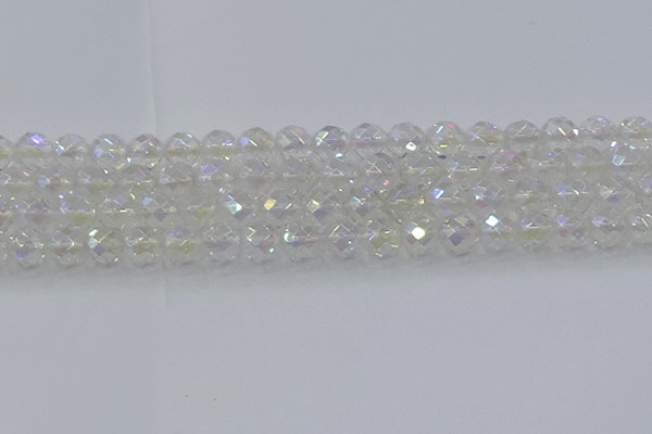 CNC611 15.5 inches 12mm faceted round plated natural white crystal beads
