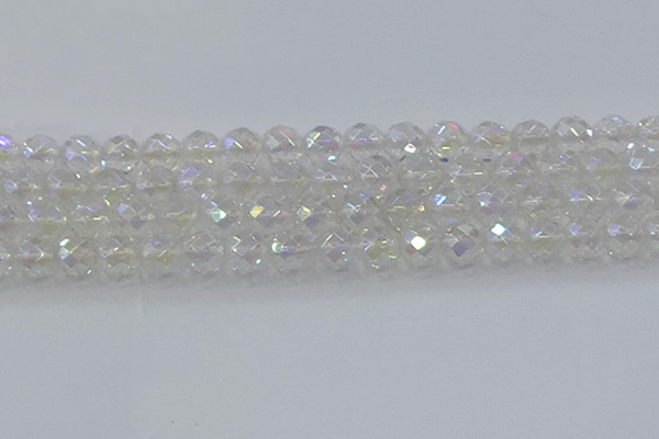 CNC612 15.5 inches 14mm faceted round plated natural white crystal beads
