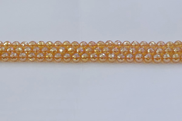 CNC614 15.5 inches 6mm faceted round plated natural white crystal beads
