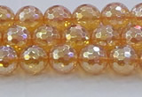 CNC615 15.5 inches 8mm faceted round plated natural white crystal beads