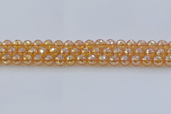 CNC616 15.5 inches 10mm faceted round plated natural white crystal beads