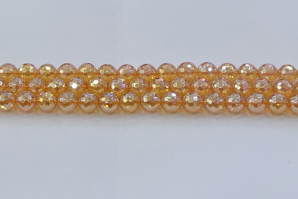CNC617 15.5 inches 12mm faceted round plated natural white crystal beads