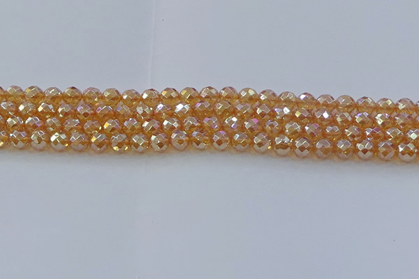CNC620 15.5 inches 6mm faceted round plated natural white crystal beads