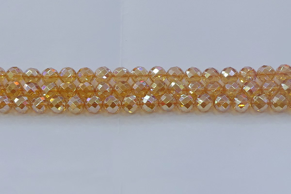 CNC621 15.5 inches 8mm faceted round plated natural white crystal beads