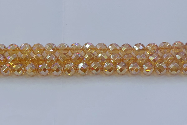 CNC622 15.5 inches 10mm faceted round plated natural white crystal beads
