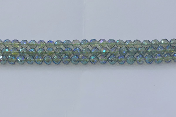 CNC627 15.5 inches 6mm faceted round plated natural white crystal beads