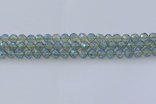 CNC628 15.5 inches 8mm faceted round plated natural white crystal beads
