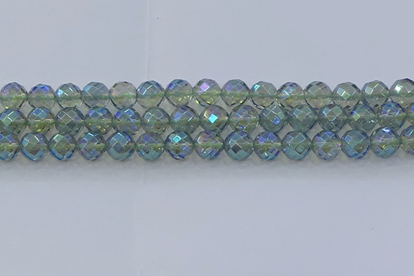 CNC630 15.5 inches 12mm faceted round plated natural white crystal beads