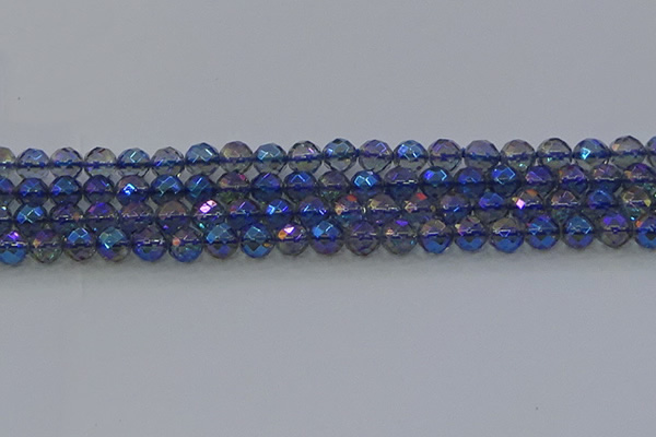 CNC633 15.5 inches 6mm faceted round plated natural white crystal beads