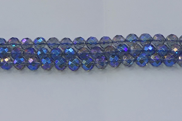 CNC636 15.5 inches 12mm faceted round plated natural white crystal beads