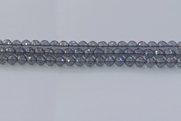 CNC639 15.5 inches 6mm faceted round plated natural white crystal beads