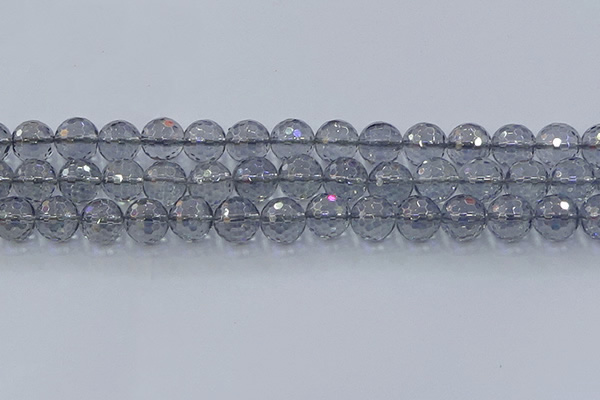 CNC642 15.5 inches 12mm faceted round plated natural white crystal beads
