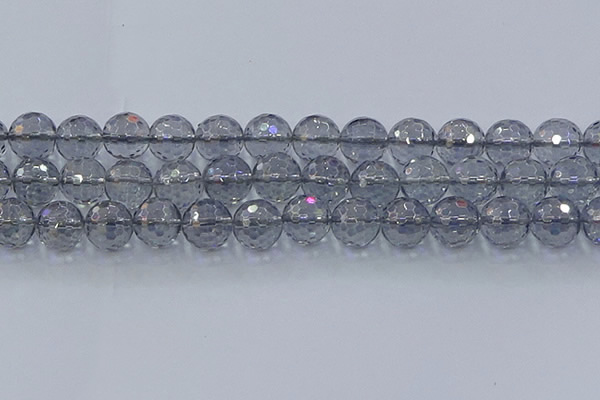 CNC643 15.5 inches 14mm faceted round plated natural white crystal beads